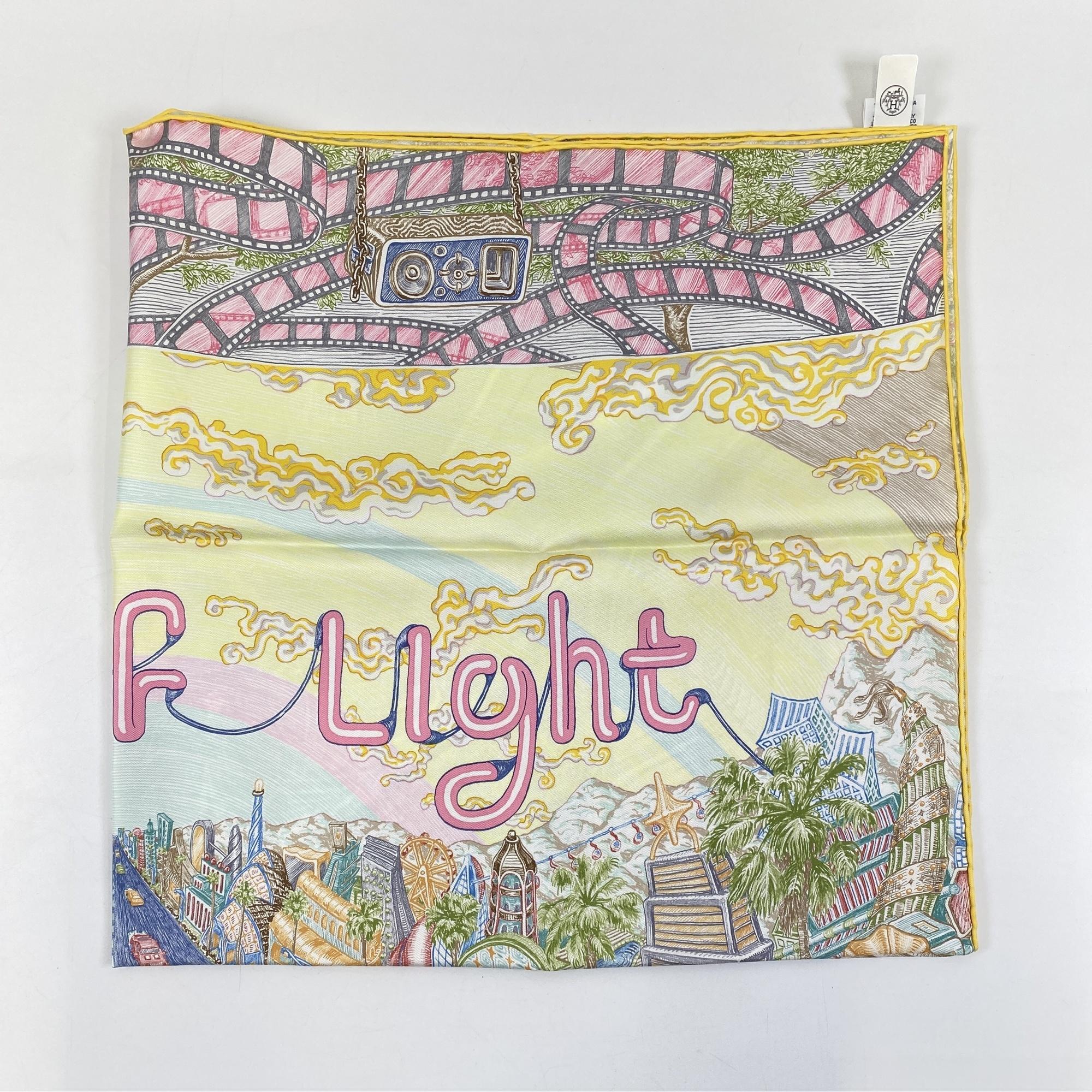 Carre 90 City of Light Silk Jaune x Celadon x Rose