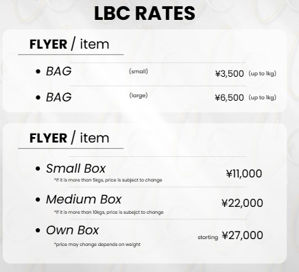 Official JLCC DHL and LBC Shipping Rates Guide